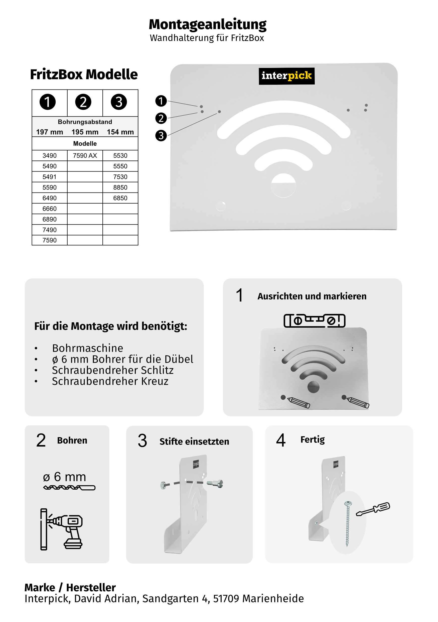 shinar Compatibel met metalen wandhouder voor FRITZ!Repeater 6000 houder Repeater 6000/3000 incl. montagetoebehoren kabelmanagement wandmontage